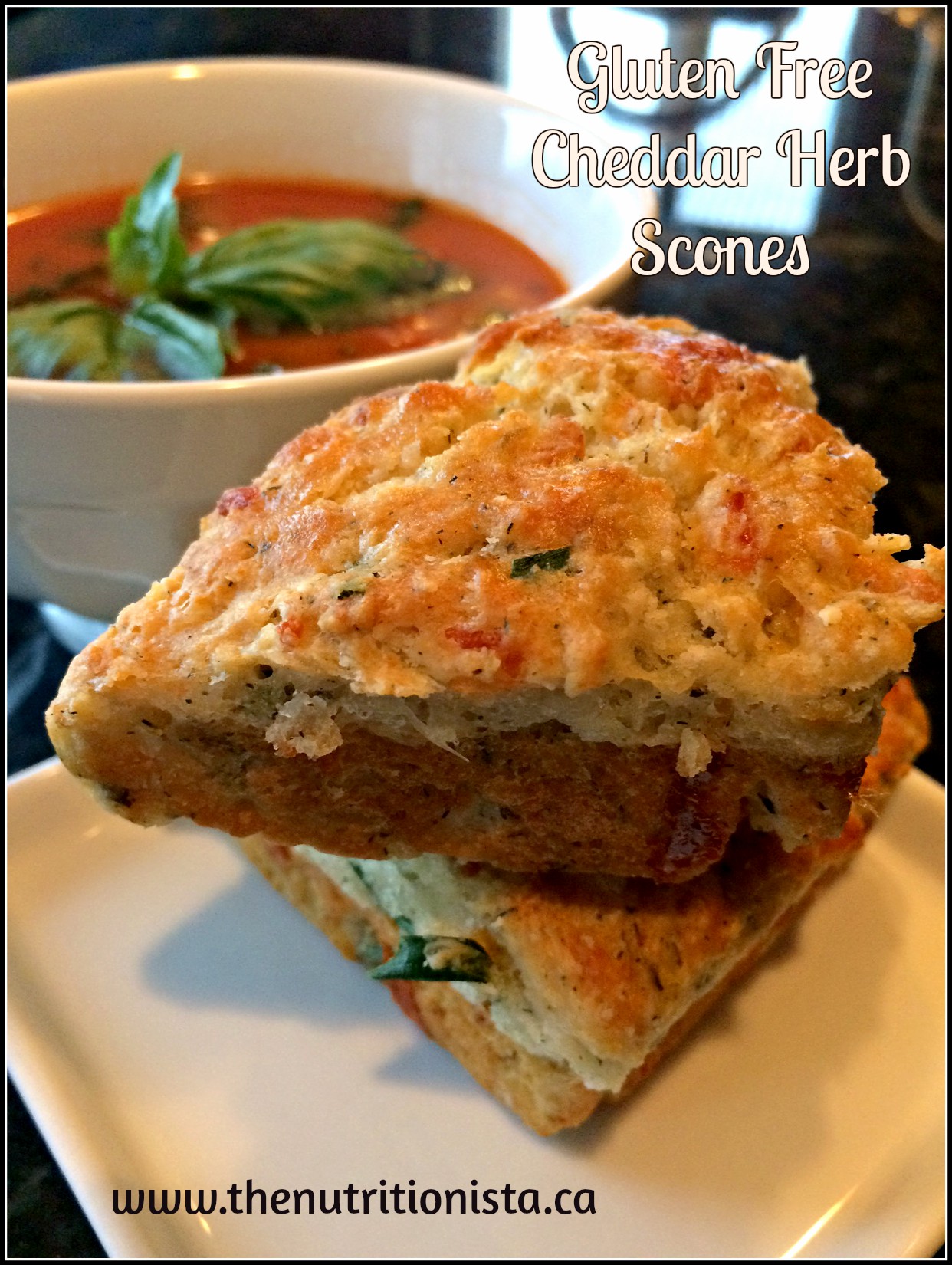 Perfect, light, and fluffy gluten-free cheddar herb scones. vegan adaptable. Via @bcnutritionista