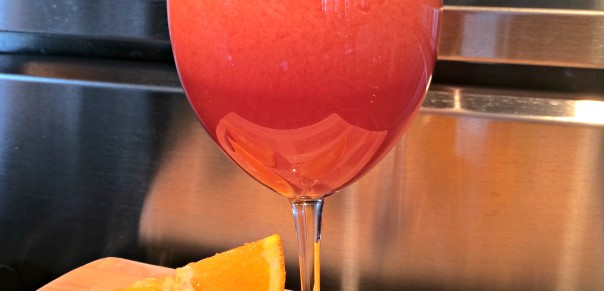 Good morning sunshine! Delicious orange, grapefruit, andstrawberry juice that is the perfect eleglant brunch or energizing breakfast juice to start your day.