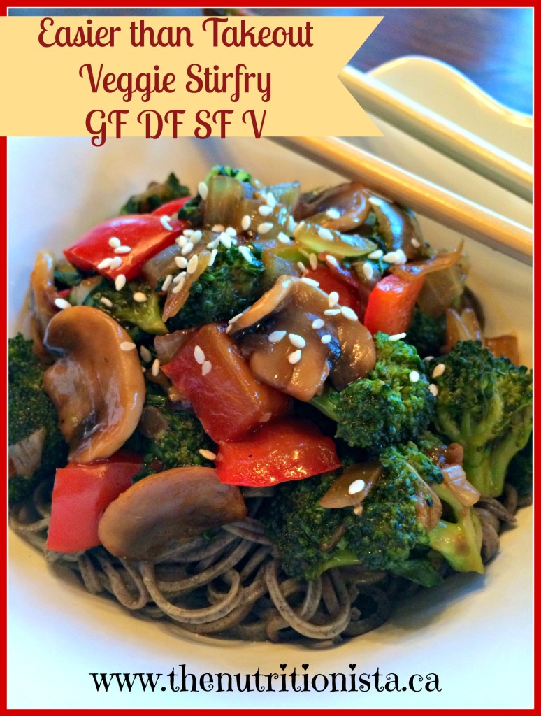 Skip the takeout and make this delish and fast veggie stirfry at home. GF DF DF V