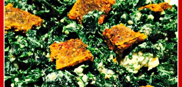 Delicious Raw Kale Caesar Salad, gluten free, dairy-free, soy-free, vegan, paleo