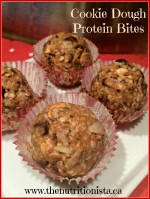 Gluten free, dairy free, and raw chocolate chip cookie dough protein bites.