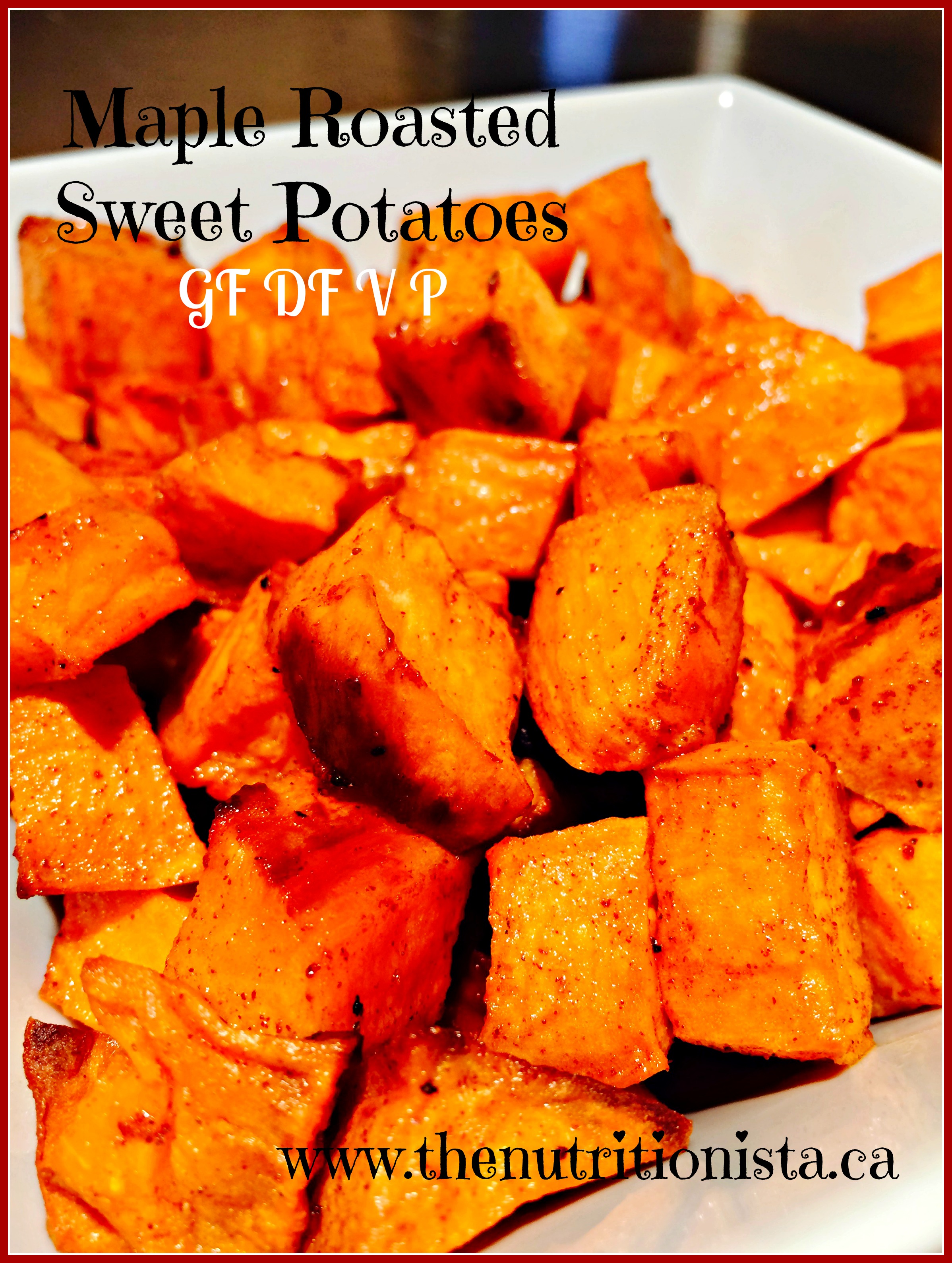 Decadent and healthy maple roasted sweet potatoes. Via @bcnutritionista