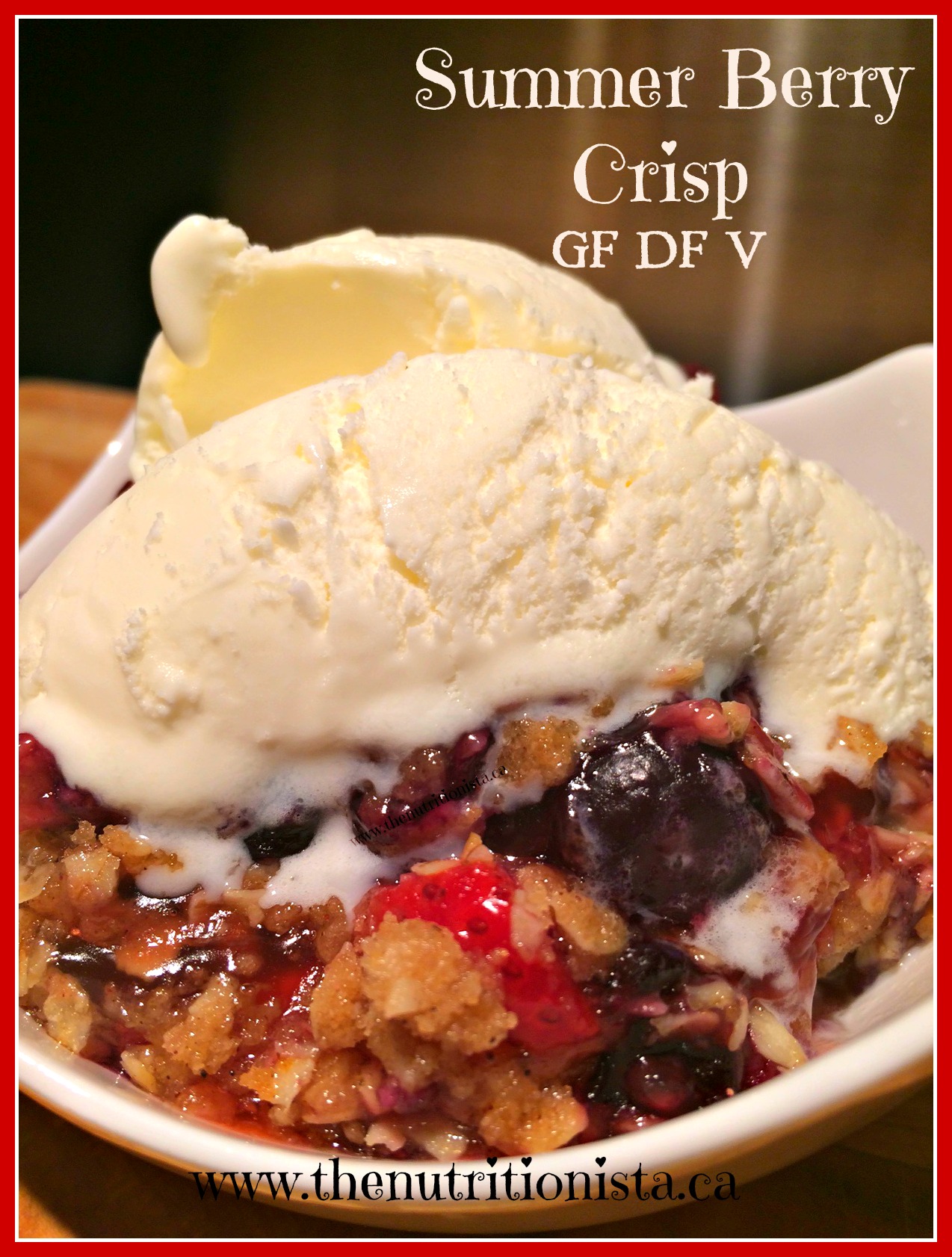 This gluten free berry crisp is the perfect sweet ending to your BBQ or summer dinner. Vegan adaptable. Via@bcnutritionista