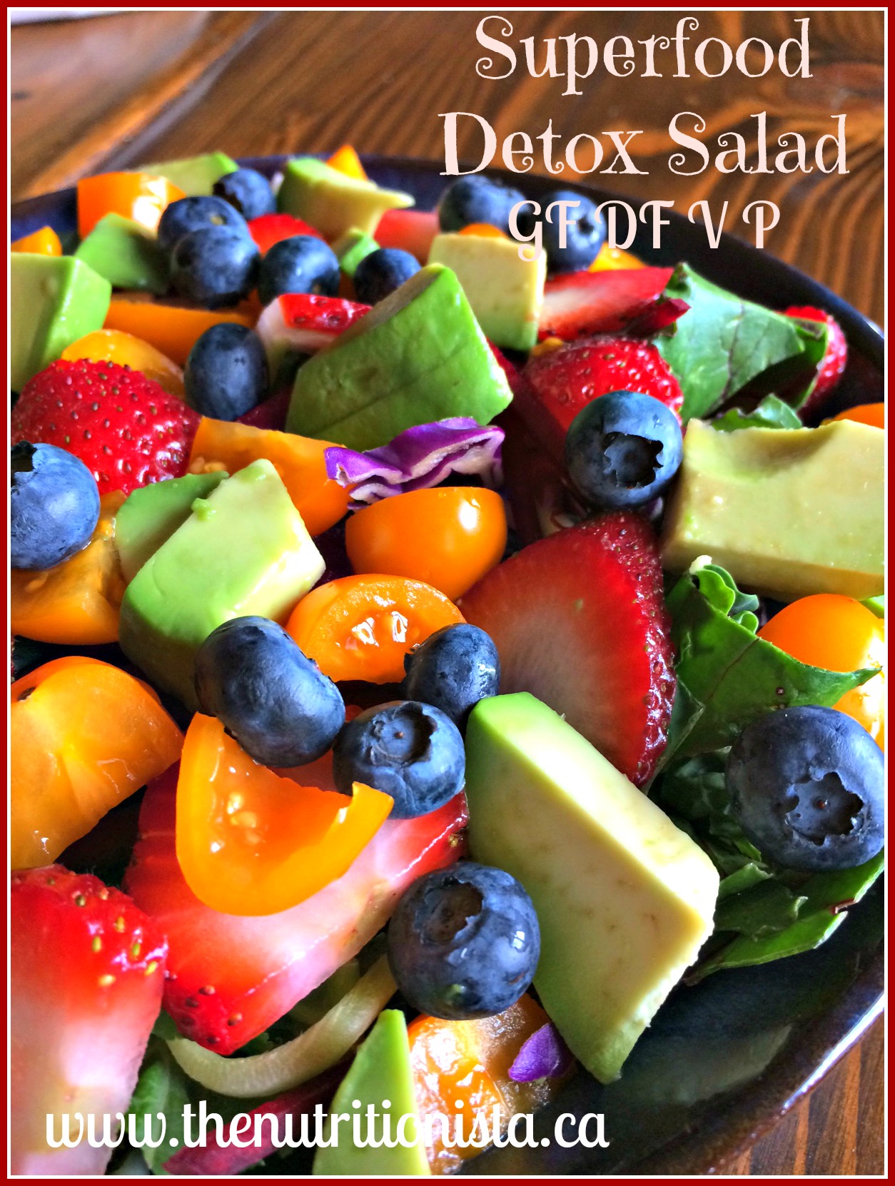 The most delicious superfood detox salad with strawberry vinaigrette. Amazing! Via @bcnutritionista